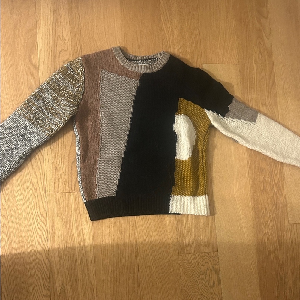 Colorblock Patchwork Crewneck Sweater - Multicolor - image 1